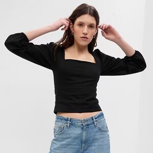 gap linen-blend square neck top
